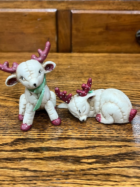 Other - Vintage Miniature Ceramic Reindeer Deer Figurine Set of 2 Kitschy Whimsical